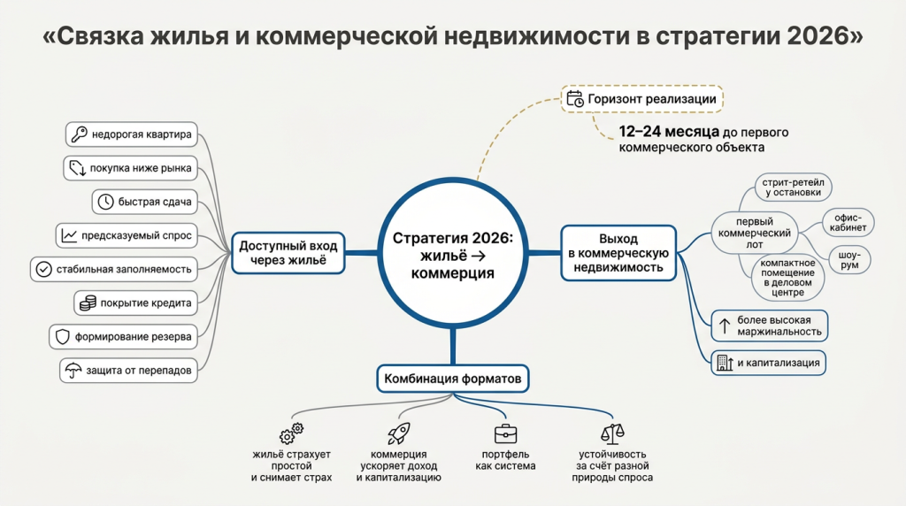 Связка жилья и коммерческой недвижимости